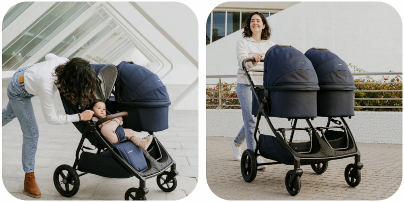 mast m.twin x - podwójny wózek dziecięcy - wersje rok po roku i bliźniacza